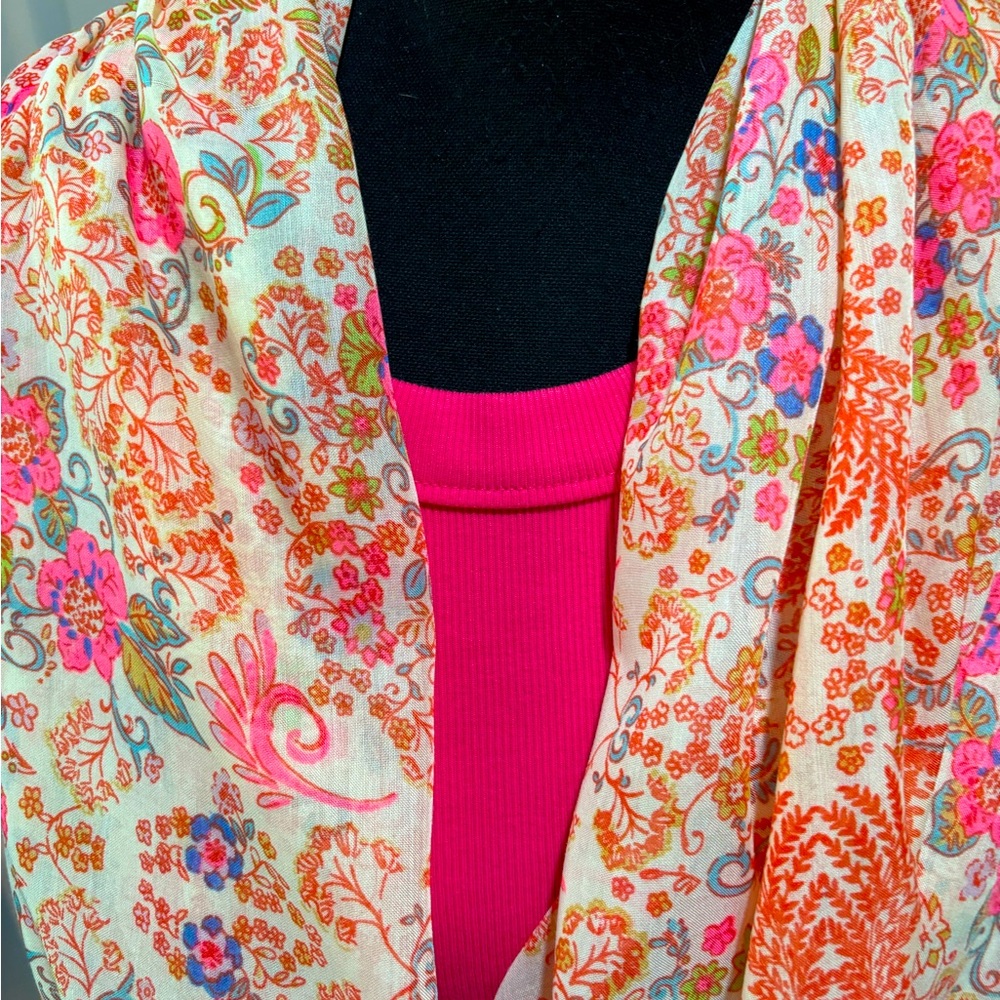 Orange/Pink Scarf/Wrap, Size 74 x 66”
